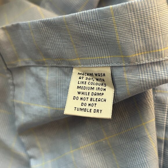 Hawes & Curtis Dress Shirt Mens 17 St. James Slim Fit‎ Blue Plaid Luxury Cotton - Picture 13 of 14